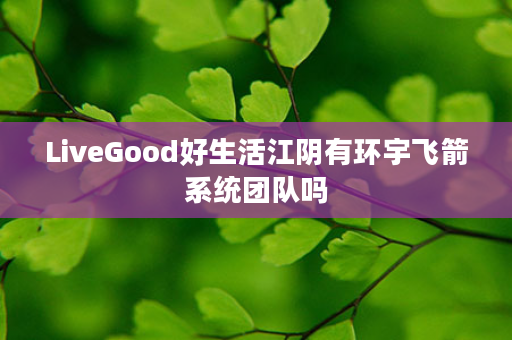 LiveGood好生活江阴有环宇飞箭系统团队吗